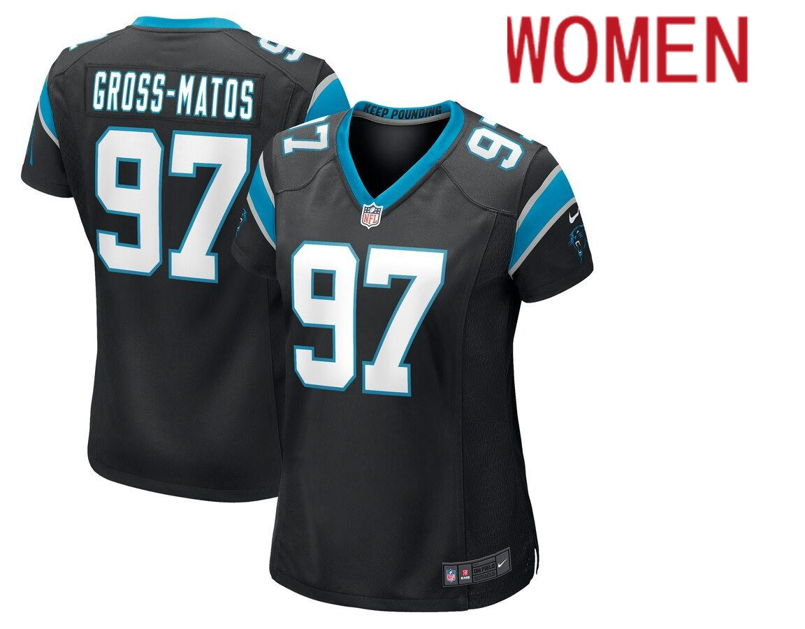Women Carolina Panthers #97 Yetur Gross-Matos Nike Black Game NFL Jersey->women nfl jersey->Women Jersey